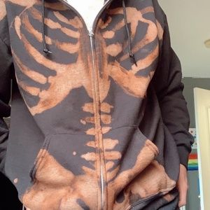 Hand-Bleached Skeleton Zip-up